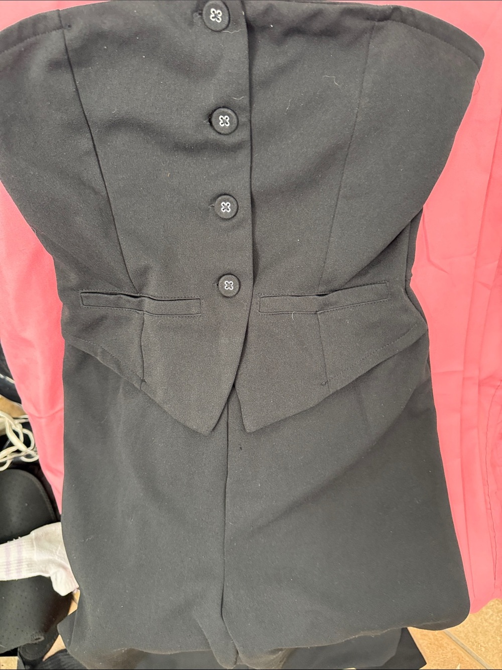 Black Strapless Button Corset Top